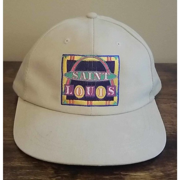 Saint Louis Arch Colorful Unique Tan Flat Bill Hat - Adjustable - Picture 1 of 3
